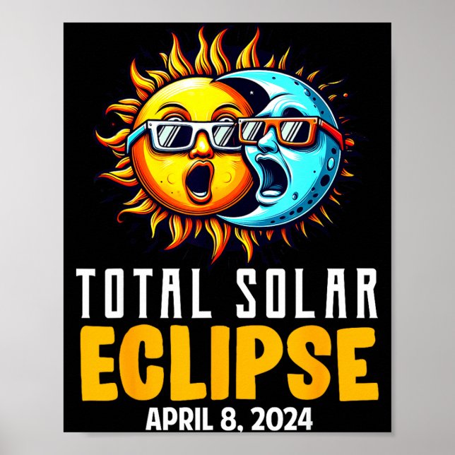 Poster Eclipse Total Solar Divertido Sol EUA (Frente)