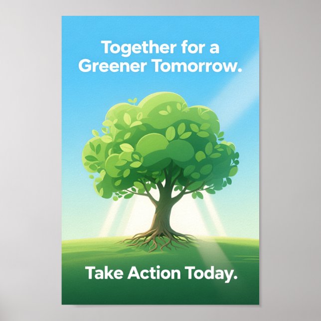 Poster Eco Awareness Tree Illustration Green Earth (Frente)