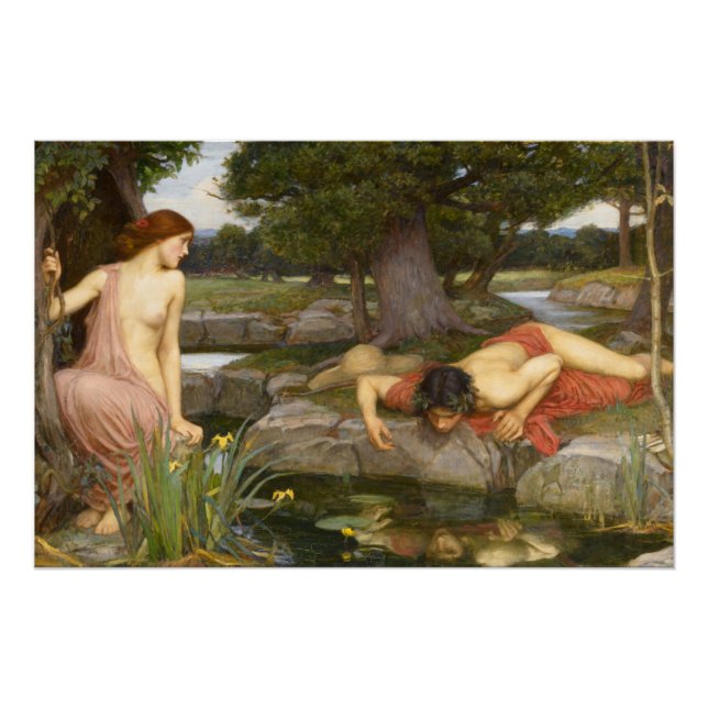 Póster Eco e Narciso por John William Waterhouse (Frente)