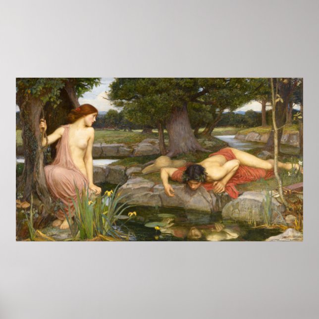 Póster Eco e Narciso por John William Waterhouse (Frente)