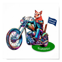 EcoMarlee mascot dirigindo moto com bandeira