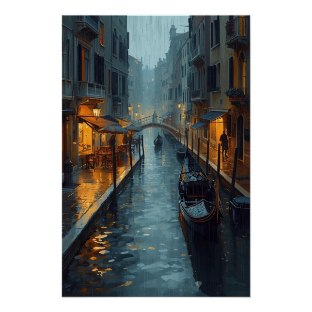 Póster Ecos em Ouro – A Noite Chuvosa Pintada de Veneza (Frente)