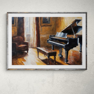 Poster Ecos Melódicos: Piano Vintage na Sala Russa