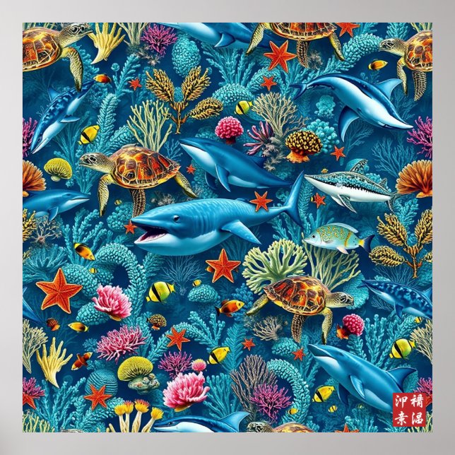Poster ecossistema marinho Kagu. (Frente)