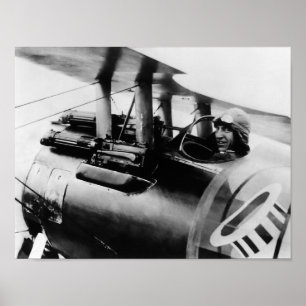 Poster Eddie Rickenbacker em seu biplano de SPAD - WW1