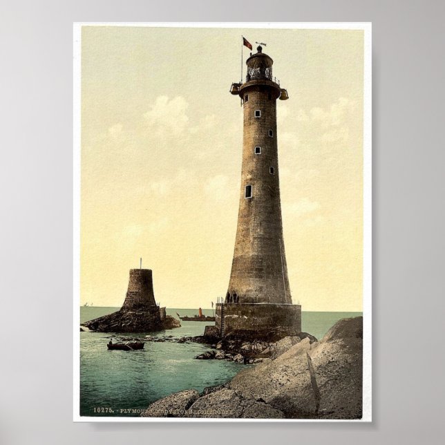 Póster Eddystone Lighthouse, Plymouth, Ph clássico de Ing (Frente)