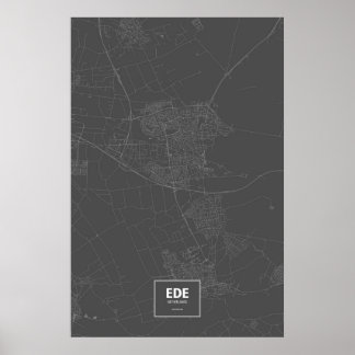 Póster Ede, Holanda (branco no preto)