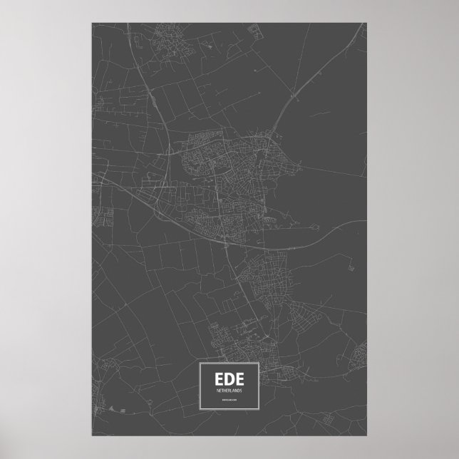 Póster Ede, Holanda (branco no preto) (Frente)