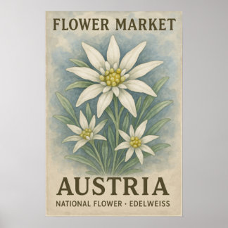 Poster Edelweiss Arte Impresso Cartaz Flor Nacional da Áu
