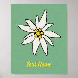 Poster Edelweiss Chalet Flower Huts Vintage Alm