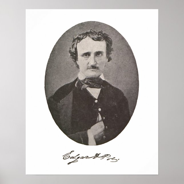 Poster Edgar Allan Poe com Assinatura (Frente)