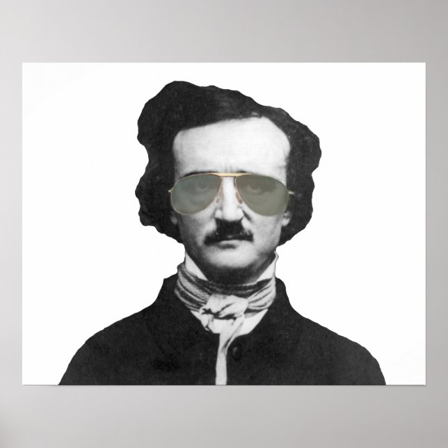 Póster Edgar Allan Poe em óculos escuros (Frente)