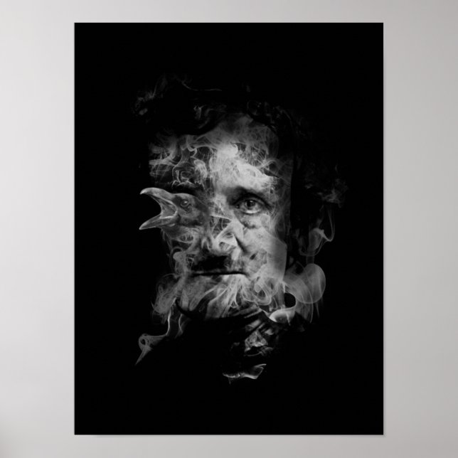 Poster Edgar Allan Poe em Smoke com Raven - Nunca mais (Frente)