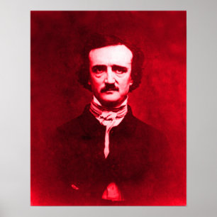 Póster Edgar Allan Poe em Vermelho
