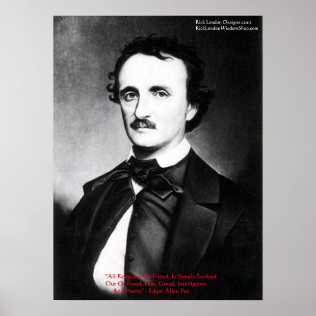 Póster Edgar Allen Poe "Religion Is" Wisdom cita presente (Frente)