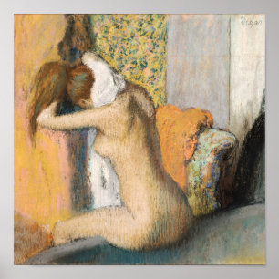 Póster Edgar Degas   após o banho, pescoço de secagem d