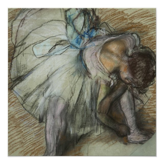 Póster Edgar Degas - Dançarina Ajustando Seu Calçado (Frente)