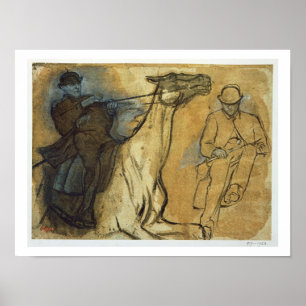 Póster Edgar Degas   dois estudos dos cavaleiros