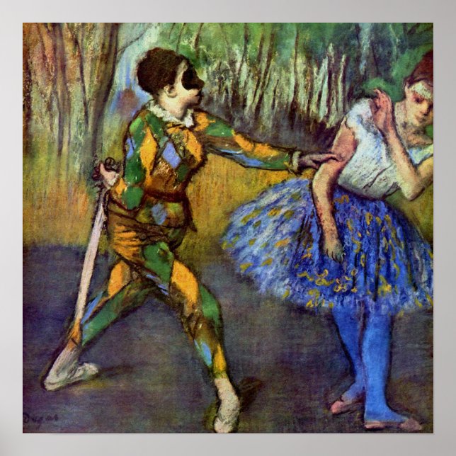 Póster Edgar Degas - Harlequin & Columbine (Frente)