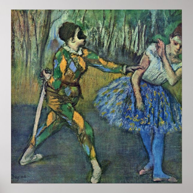 Póster Edgar Degas - Harlequin e Columbine (Frente)