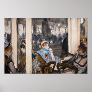 Poster Edgar Degas - Mulheres num terraço de café à noite