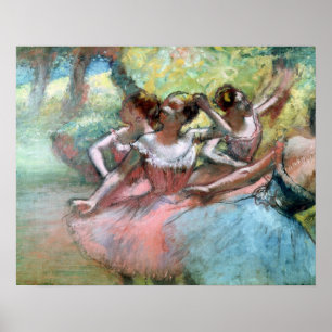 Póster Edgar Degas quatro bailarinas no palco
