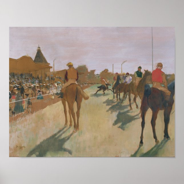 Póster Edgar Degas | Raça Cavalos em frente aos Terrenos (Frente)