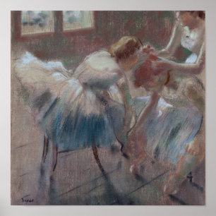 Póster Edgar Degas   três dançarinos que preparam-se pa