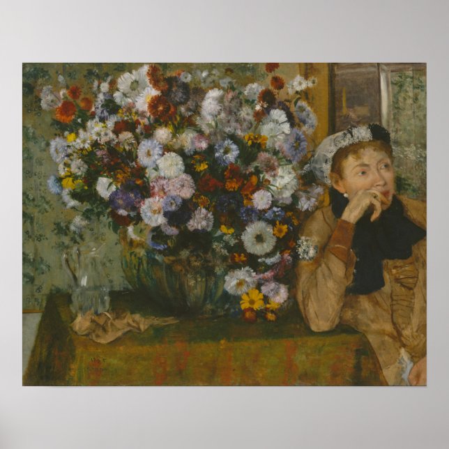 Poster Edgar Degas | Uma mulher sentada ao lado de um vas (Frente)