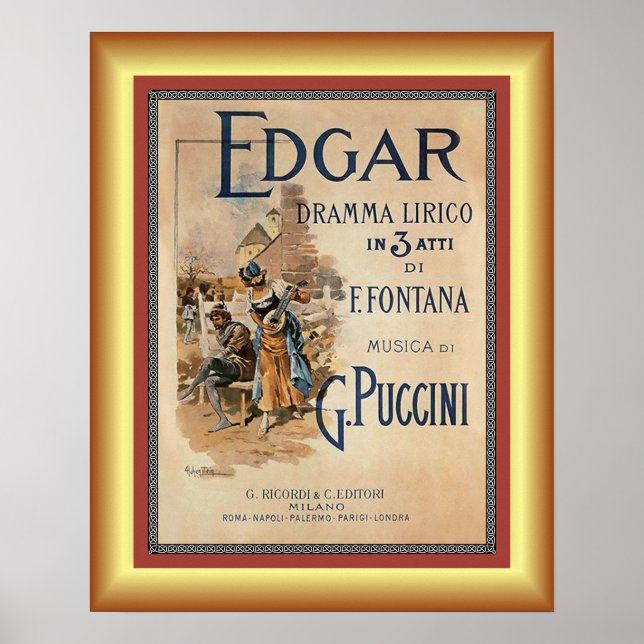 Poster Edgar ~Piccini ~ Drama Lírico De F. Fountana ~ (Frente)