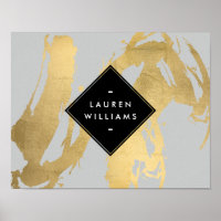 Edgy Faux Dourados Brushstrokes em Cinzas