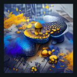 Poster Edgy Modern Blue Yellow Metallic Mushroom Pop Art<br><div class="desc">Dá ao seu decor de parede uma aparência elegante com esta bela pop de um cogumelo metálico futurista que é misturado com azul-indigo e amarelo-mel. É a arte moderna contemporânea de muros que nos dá essa pop de cor. Imaginar toda a sua sala de estudo ou sala de estudos de...</div>