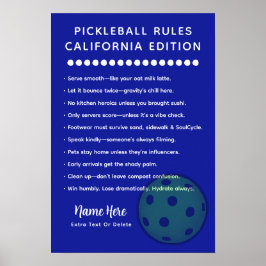 Poster Edição Califórnia de Pickleball Personalizado