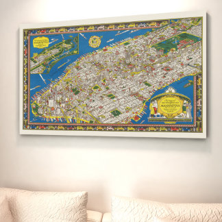 Poster Edição do Diário 1926 Mapa do Pictorial Manhattan