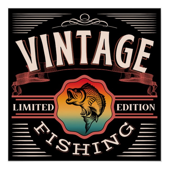 PÓSTER EDIÇÃO LIMITADA DA PESCA DA VINTAGEM (Frente)