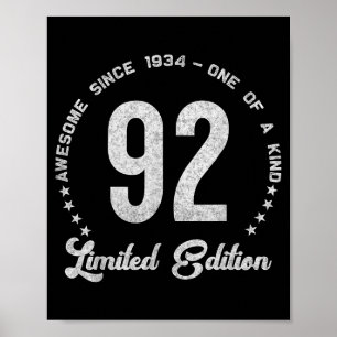 Poster Edição Limitada Vintage 19 de 92 Anos 92º Aniversá
