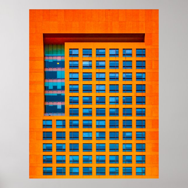 Poster Edifício azul e laranja (Frente)