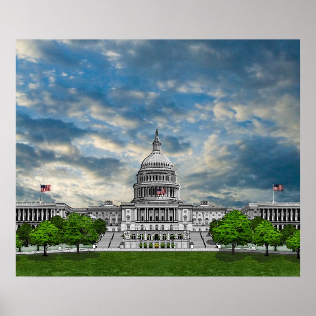 Poster Edifício Capitólio dos Estados Unidos (Frente)