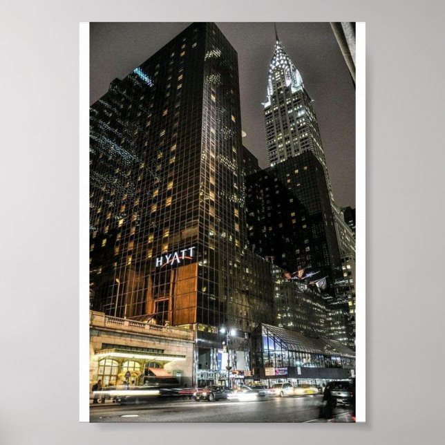 Poster Edifício Chrysler da Cidade de Nova York Noite Pai (Frente)