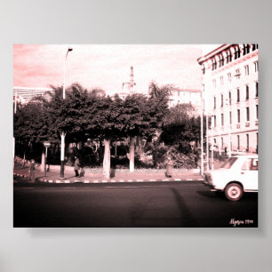 Poster Edifício de carros vintage Argélia Argel