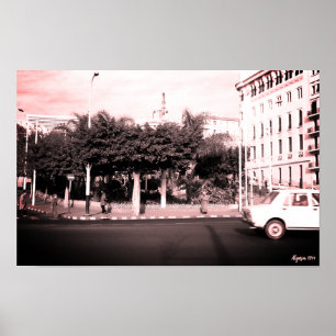 Poster Edifício de carros vintage Argélia Argel