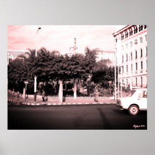 Poster Edifício de carros vintage Argélia Argel