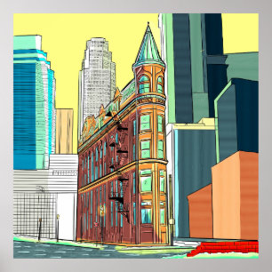 Poster Edifício de Cidade Ilustrado