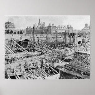 Poster Edifício do Hotel-Dieu, Paris, c.1866