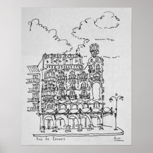 Póster Edifício Haussmann Rue de Rennes, Paris