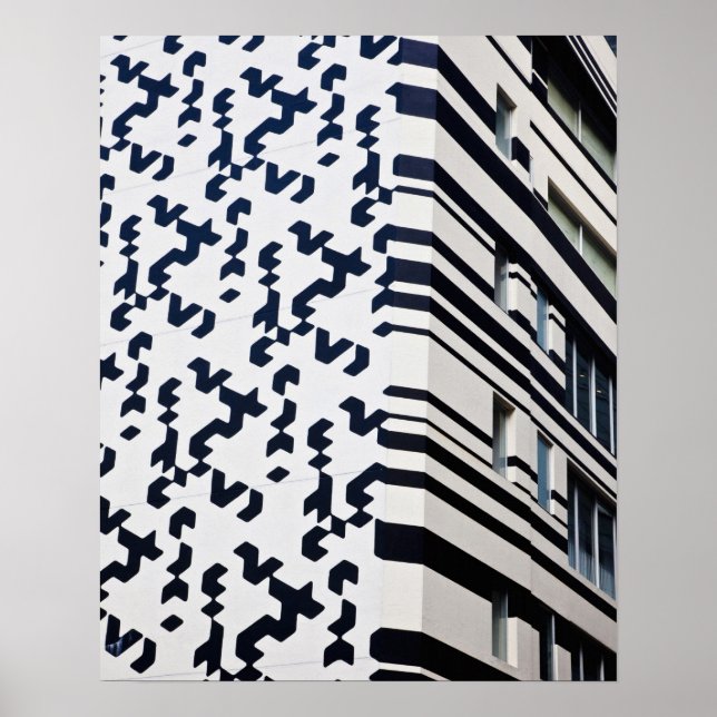 Poster Edifício moderno preto e branco em Hong Kong (Frente)