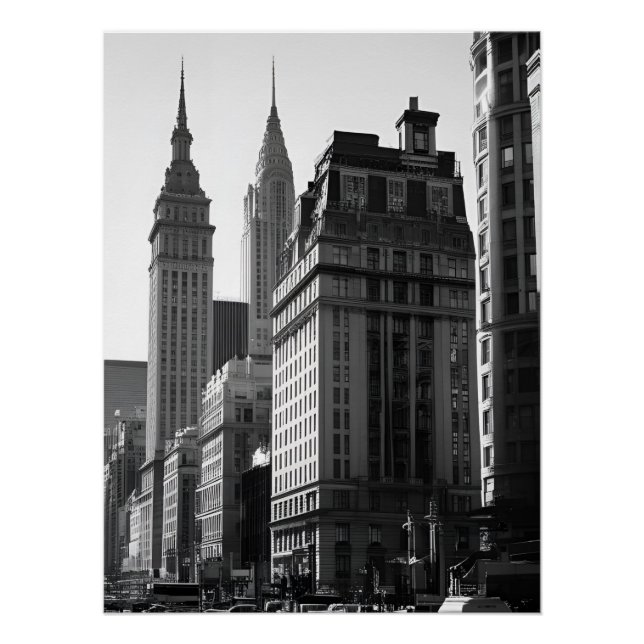 Póster Edifício sofisticado de Cidade Branca e Negra (Frente)