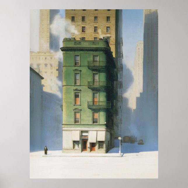 Poster Edifício Verde no Inverno de Nova York (Frente)