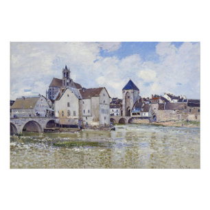 Póster Edifícios Alfred Sisley e pontes com água