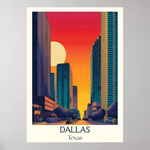 Poster Edifícios Altos da Cidade de Dallas Texas